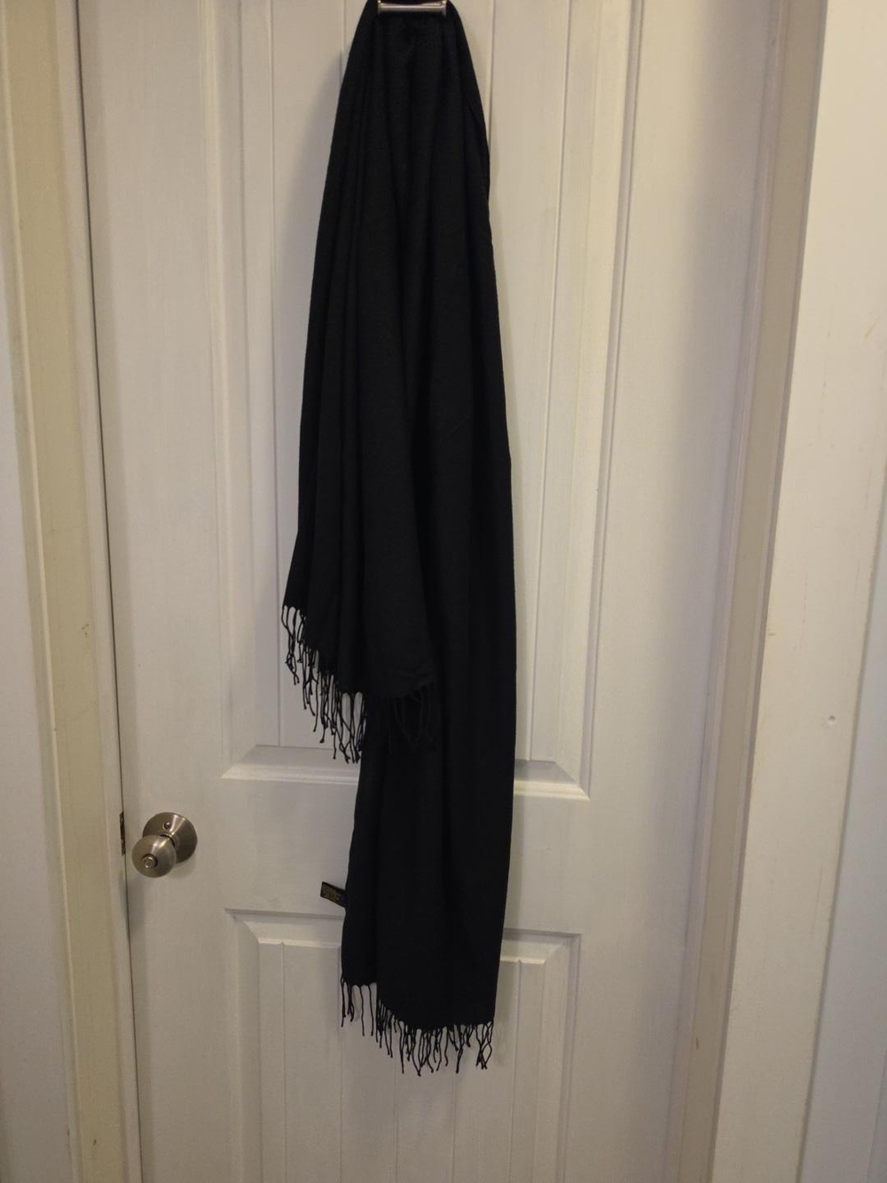 Pashmina Black Fringed Scarf Wrap Made in Italy